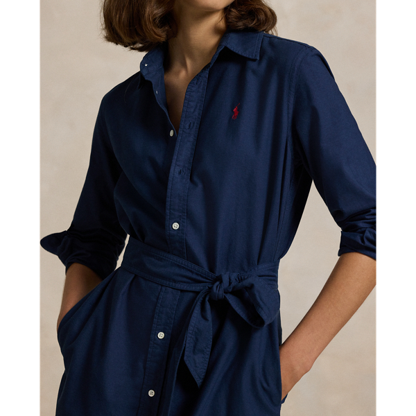コート Ralph Lauren Cotton chemisier with belt (211963464 001) White cotton dress with belt brand POLO RALPH LAUREN