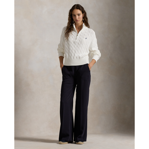 Cable Knit Cotton Quarter Zip Jumper for Women Ralph Lauren IE