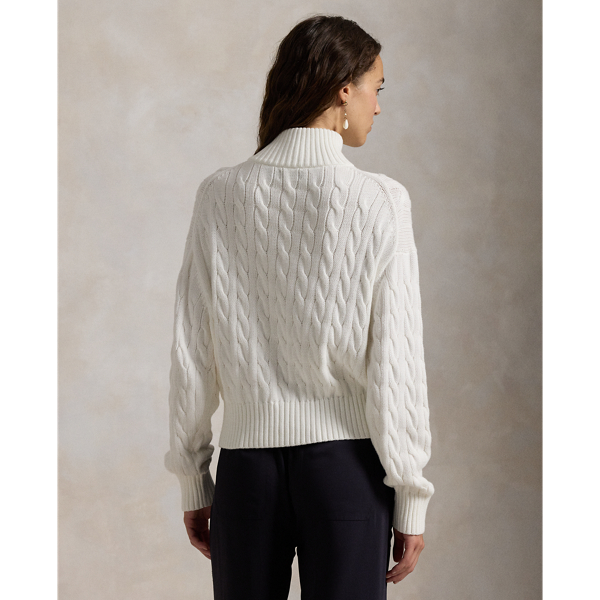 Cable-Knit Cotton Quarter-Zip Sweater