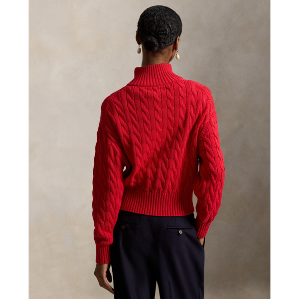 Cable-Knit Cotton Quarter-Zip Sweater