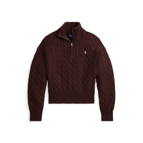 Cable-Knit Cotton Quarter-Zip Sweater