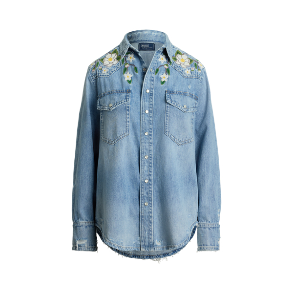Chemise western broderie fleurie denim Polo Ralph Lauren en 1
