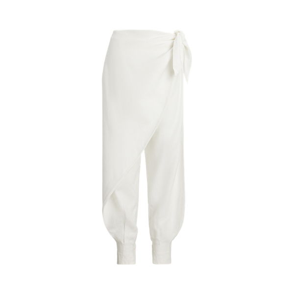 Leinen-Wickelhose mit weitem Bein