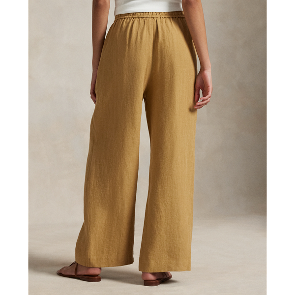 Linen Drawstring Straight-Leg Pant