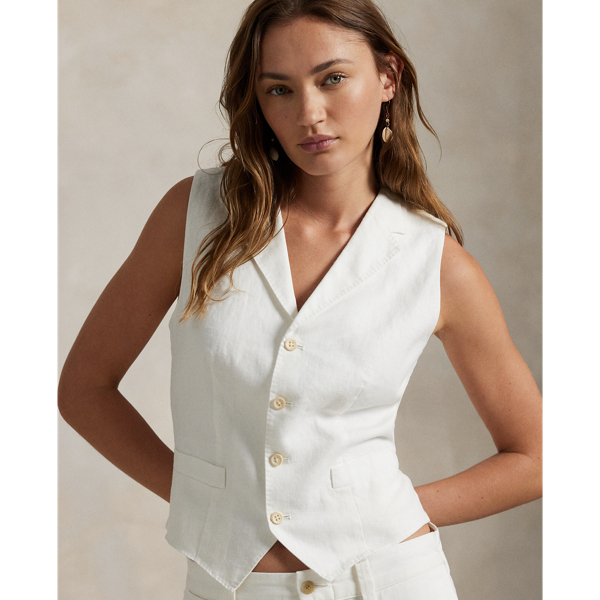 RALPH LAUREN✨ベスト コットンリネン 切替デザイン 総柄 11号