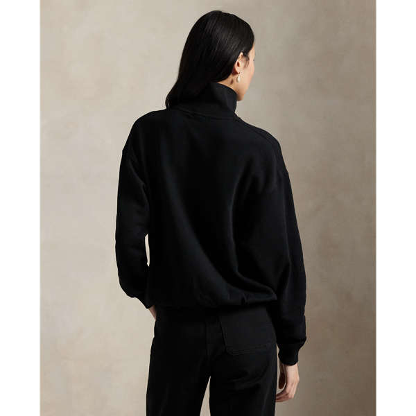 売れ筋商品|||ラルフローレン Tシャツ レディース トップス LIGHTWEIGHT FLEECE LONG SLEEVE POLO - Long sleeved top - black Polo Ralph Lauren Long-sleeve Jersey Crewneck Tee