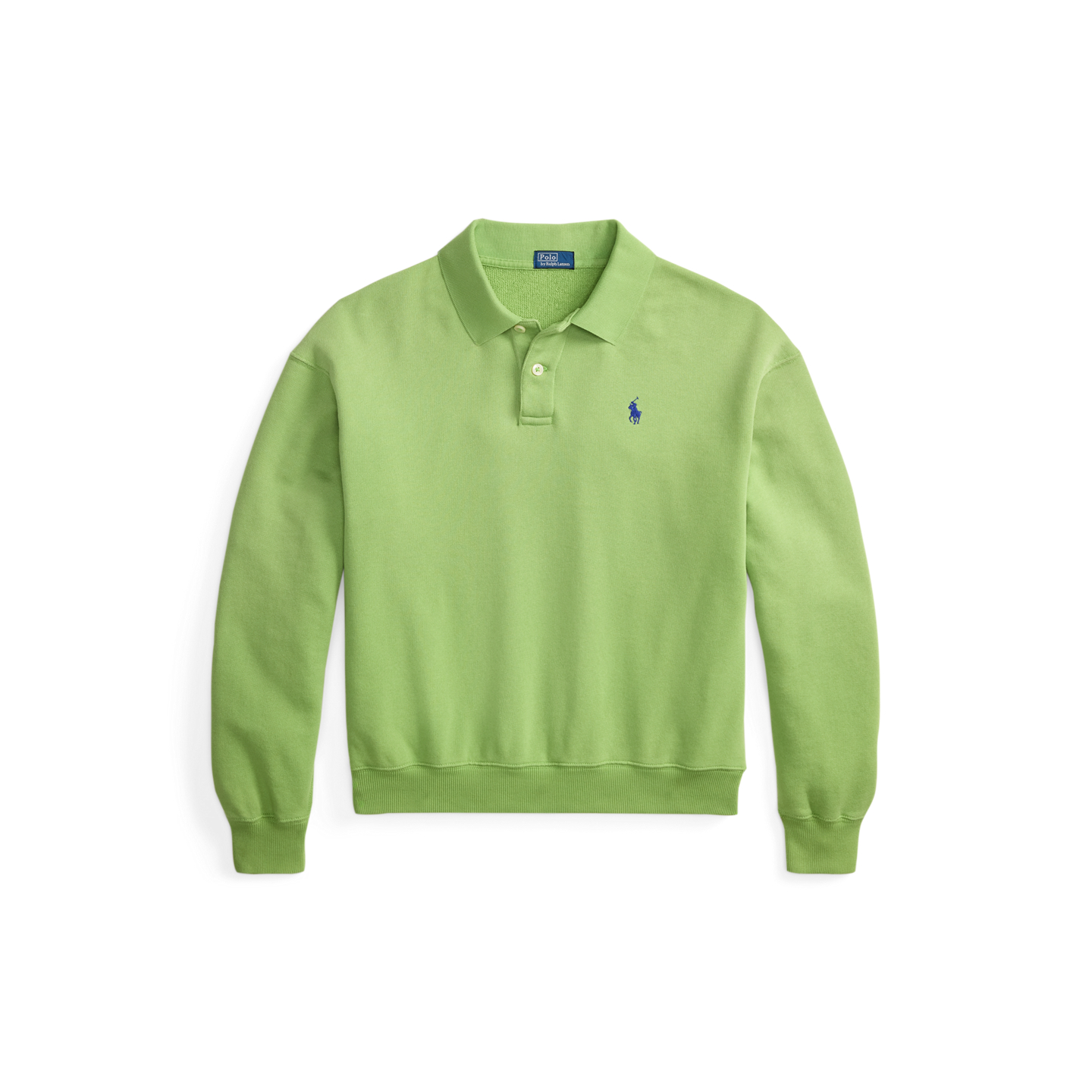 Женское поло Ralph Lauren Lightweight Fleece Long-Sleeve Polo, цвет: Зелёный — фото 5