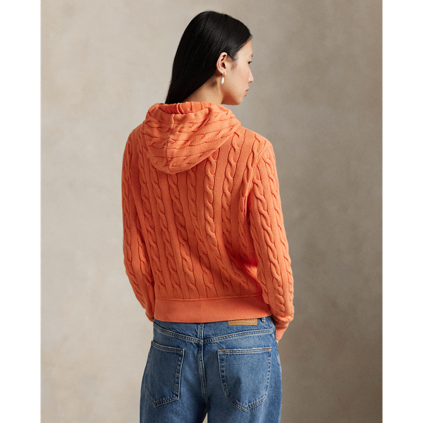 Cable-Knit Cotton Full-Zip Hoodie for Women | Ralph Lauren® BR