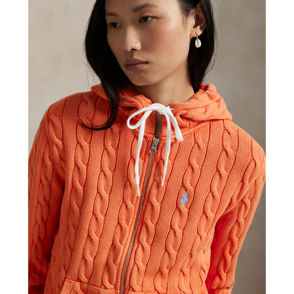 売れ筋商品|||ラルフローレン パーカー・スウェットシャツ アウター レディース Women's Cable-Knit Cotton Full-Zip Hoodie Sweater Red Sky Cable-Knit Cotton Full-Zip Hoodie for Women | Ralph Lauren® BR