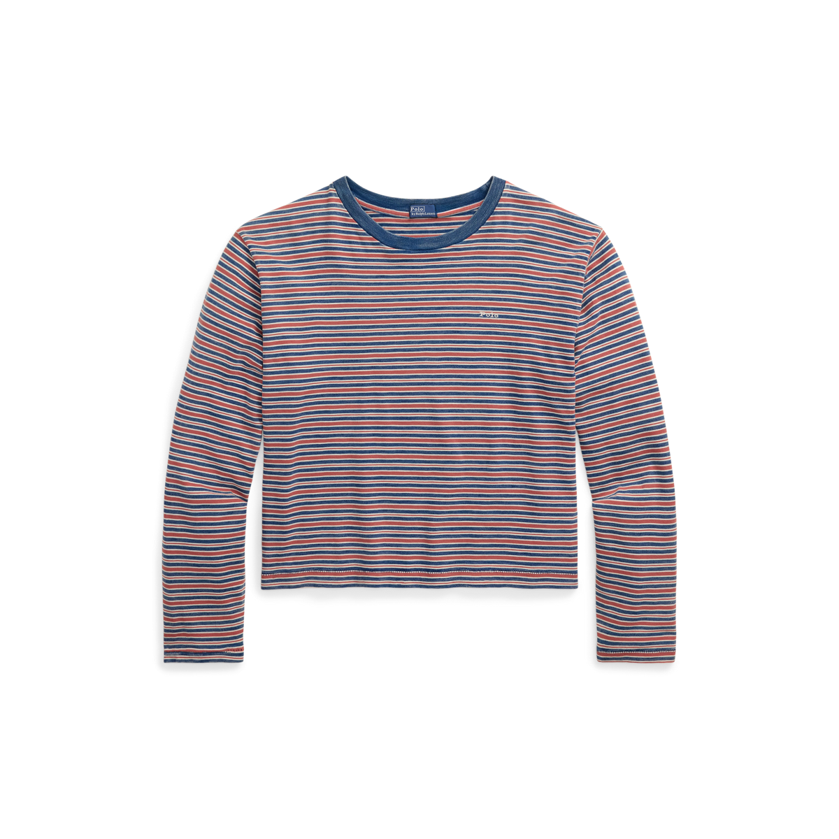 Striped Jersey Cropped Long-Sleeve Tee