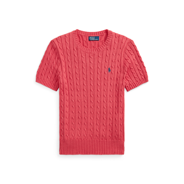 Cable-Knit Cotton Short-Sleeve Jumper
