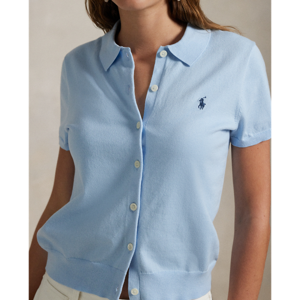セール】ケーブル コットン ショートスリーブ Polo カーディガン