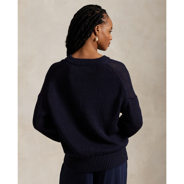 Linen-Cotton V-Neck Sweater