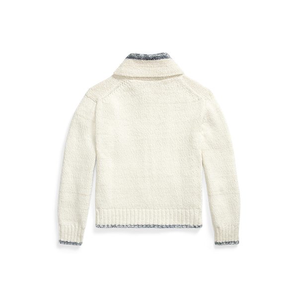 Cream/Blue Multi Logo Shawl-Collar Full-Zip Cardigan Polo Ralph Lauren 8