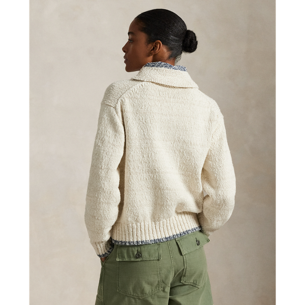売れ筋商品|||ラルフローレン ニット&セーター アウター レディース Women's Logo Shawl-Collar Full-Zip Cardigan Cream/blue Multi Logo Shawl-Collar Full-Zip Cardigan