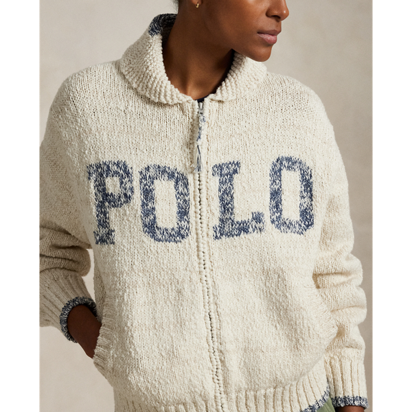 Logo Shawl-Collar Full-Zip Cardigan for Women | Ralph Lauren® PA