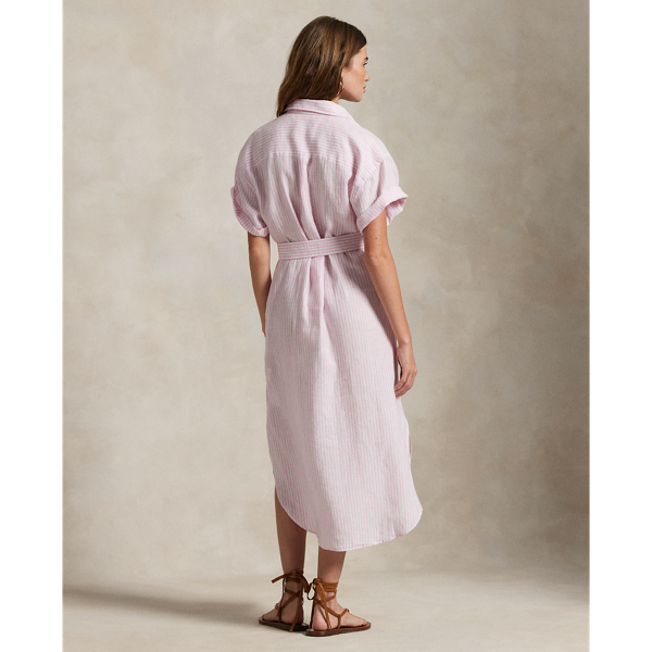 Striped Linen Short-Sleeve Shirtdress for Women | Ralph