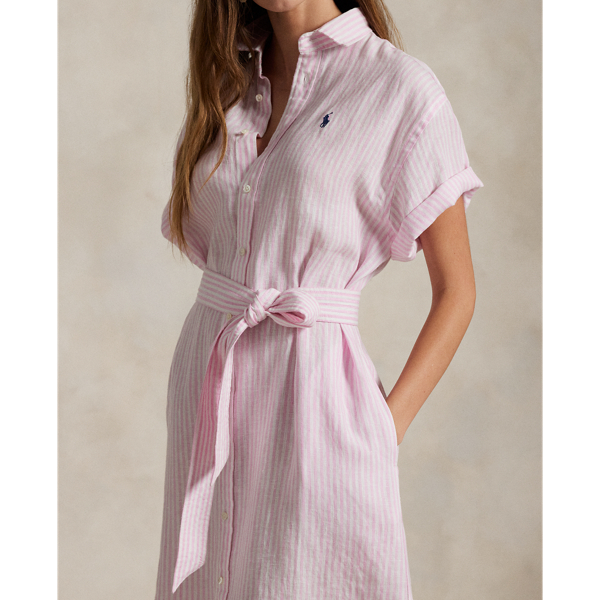 Lauren Ralph Lauren ★【シャツドレス】Kiredel Stripe Linen Striped Linen Short-Sleeve Shirtdress | Ralph Lauren