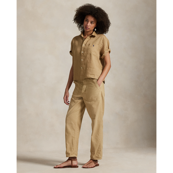 Camel Linen Short Sleeve Shirt Polo Ralph Lauren 4