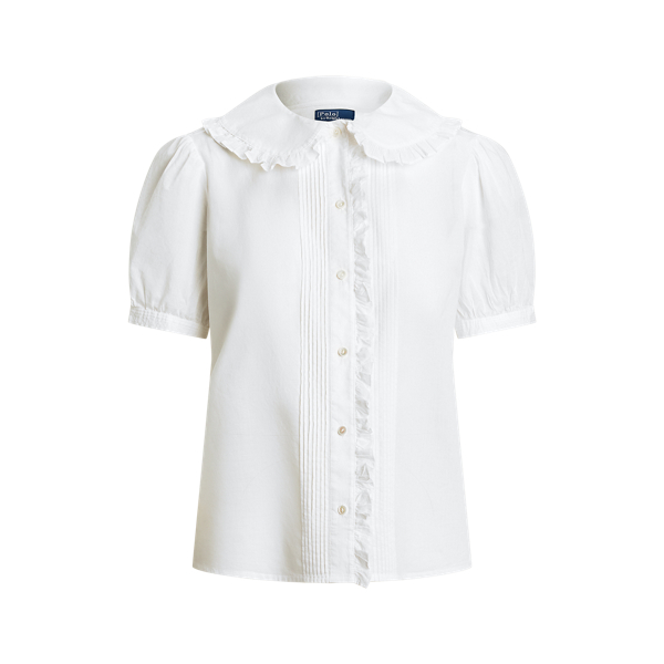 Ruffle-Trim Cotton Voile Blouse Polo Ralph Lauren 1