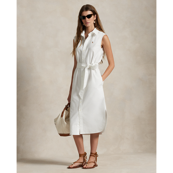 Robe-chemise ceinturée en coton Oxford