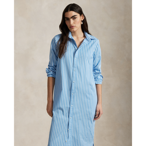 Striped Cotton Long Shirtdress
