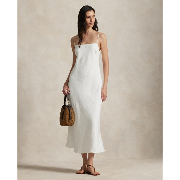 Robe trapèze sans manches en lin