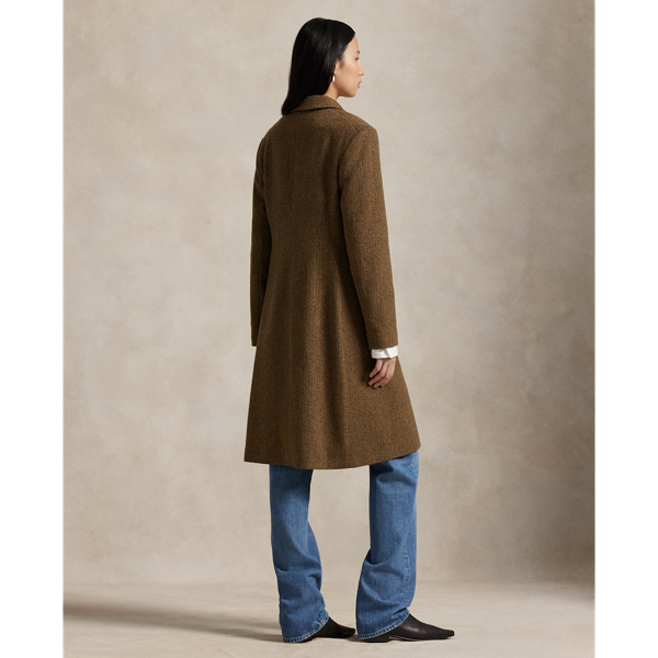 Wool-Blend Herringbone Coat