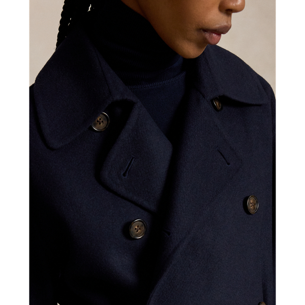 Ink Double-Breasted Cashmere Trench Coat Polo Ralph Lauren 6
