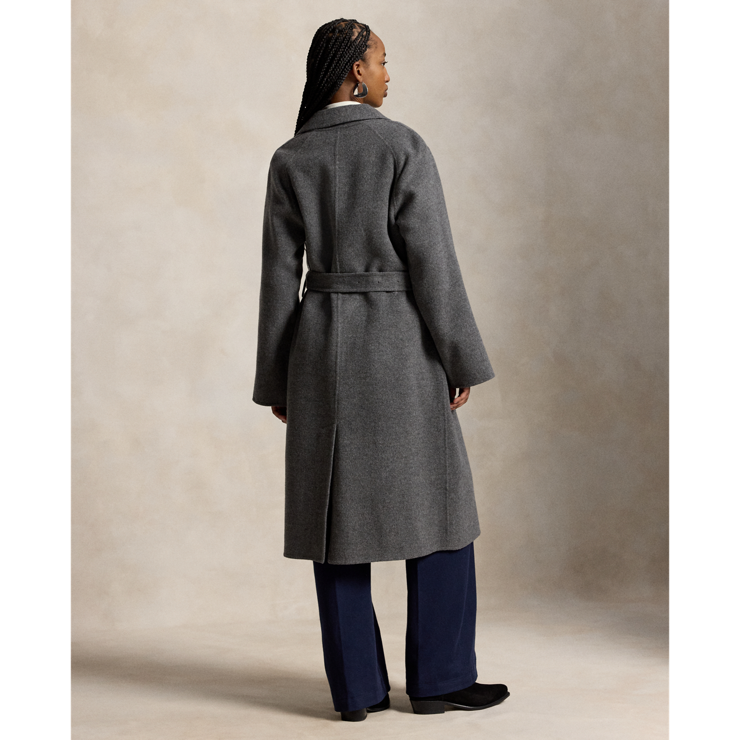 Женское пальто Ralph Lauren Wool-Cashmere-Blend Balmacaan, цвет: Серый меланжевый — фото 2