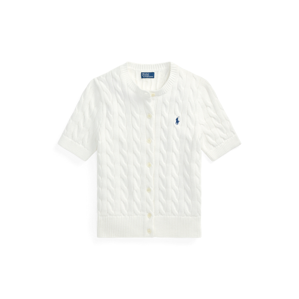 Cable-Knit Cotton Short-Sleeve Cardigan