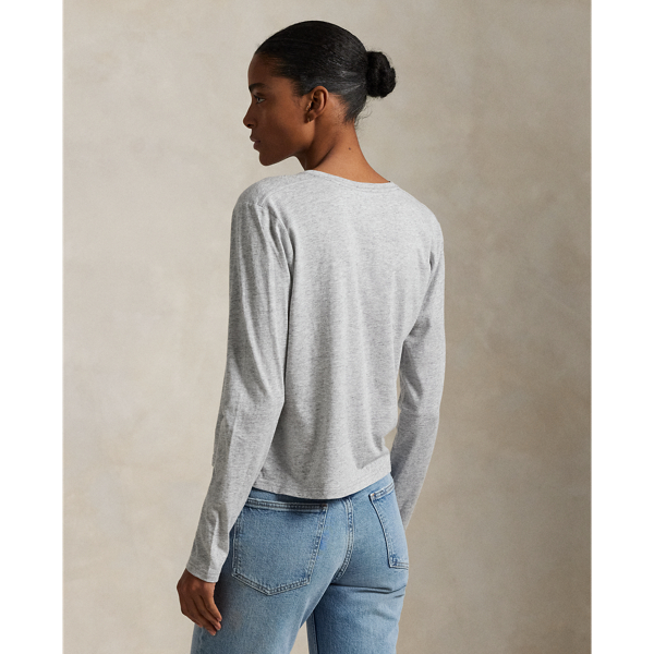 売れ筋商品|||ラルフローレン Tシャツ レディース トップス COTTON JERSEY LONG SLEEVE T-SHIRT  - Long sleeved top - cobblestone heather Long-Sleeve Jersey Crewneck T-Shirt for Women | Ralph Lauren® BE