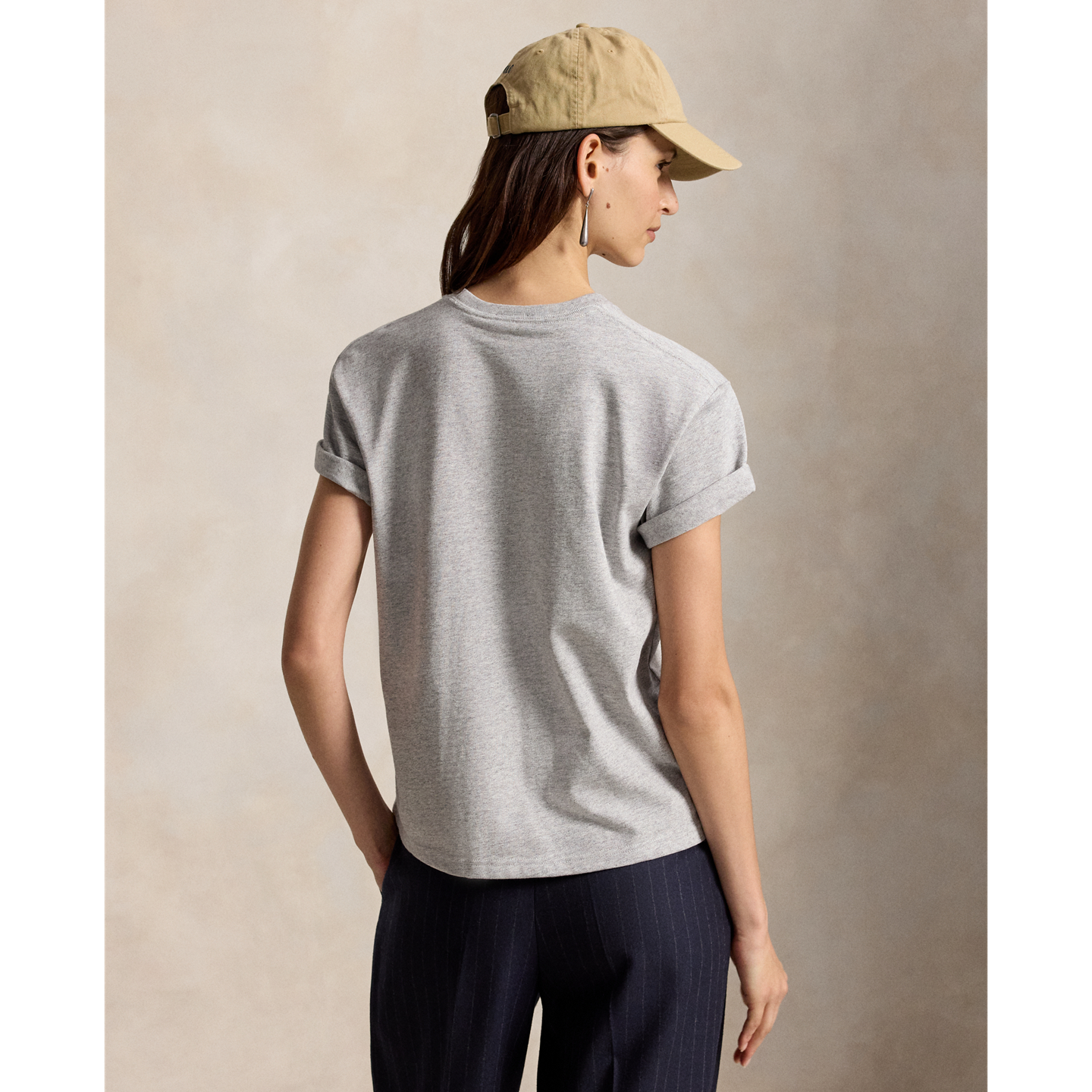 Женская футболка Ralph Lauren Relaxed Fit Heavyweight Cotton, цвет: Меланжевый — фото 2