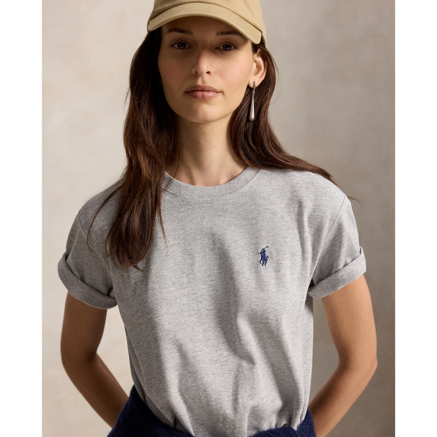 Женская футболка Ralph Lauren Relaxed Fit Heavyweight Cotton, цвет: Меланжевый — фото 3