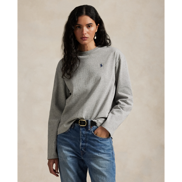 Tシャツ・カットソー POLO RALPH LAUREN Women Tops 111312 101A GREY Cotton Jersey Tee | Ralph Lauren