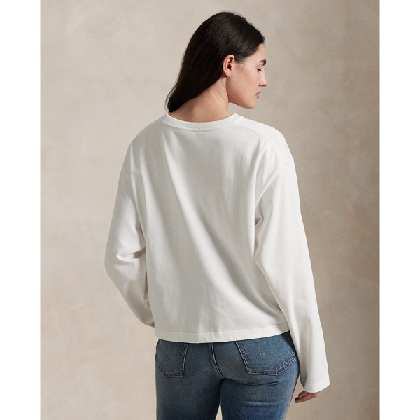 クロップド コットン ジャージー ロングスリーブ Tシャツ