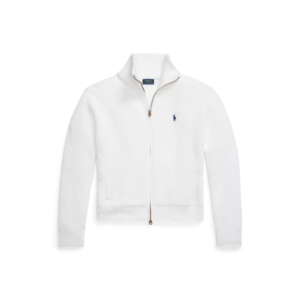 Rib-Knit Cotton Full-Zip Jumper