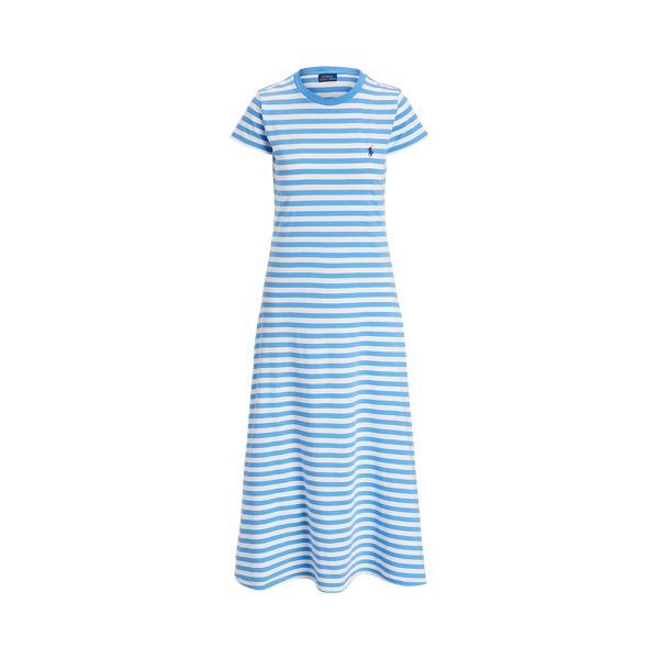 Robe col rond ray&eacute;e en coton 