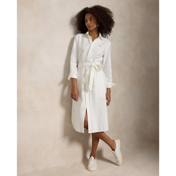 Belted Cotton Oxford Shirtdress