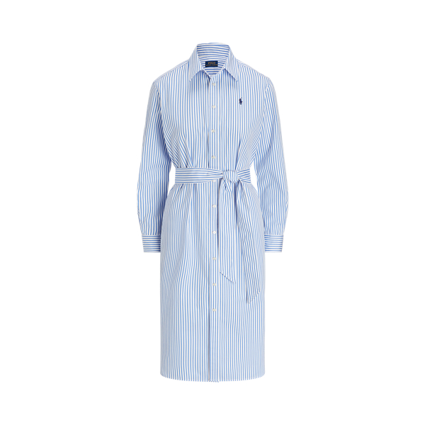 Belted Striped Cotton Shirtdress