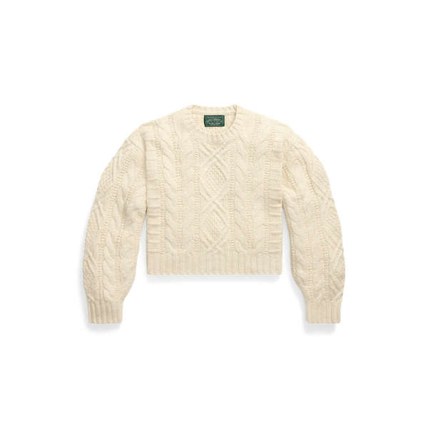 Aran-Knit Cropped Sweater