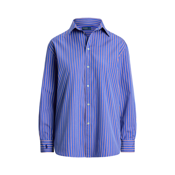 Men's Ralph Lauren Size L Button Two Ply Cotton Blue Stripe