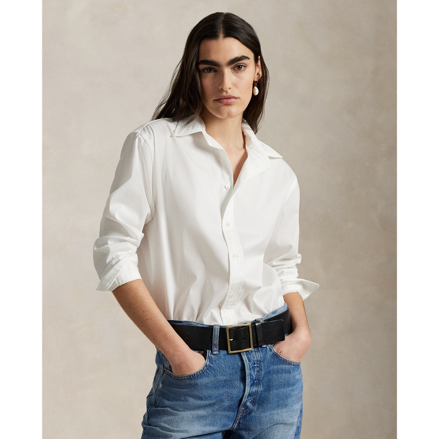 Женская рубашка Ralph Lauren Oversize Fit Cotton, цвет: Белый — фото 4