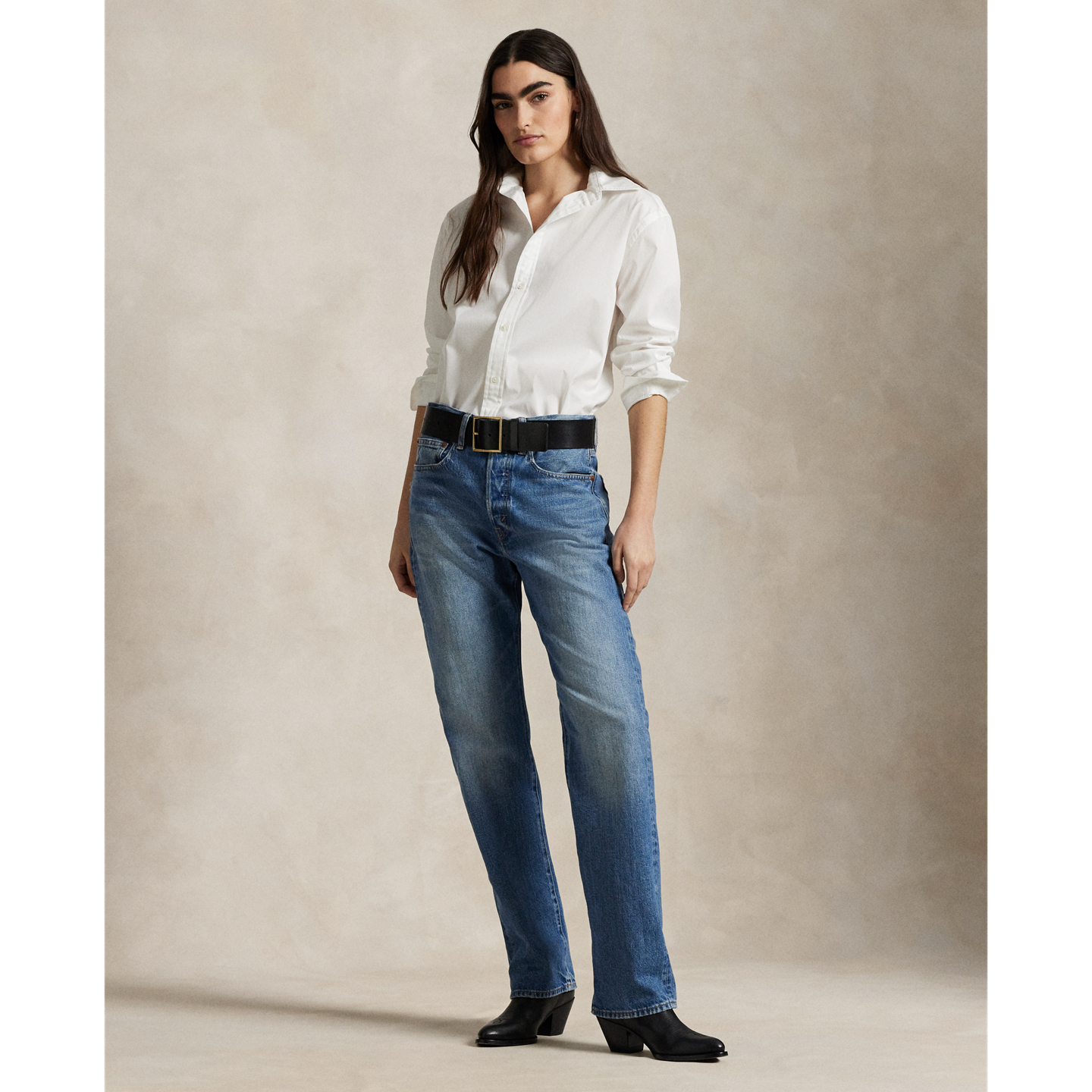 Женская рубашка Ralph Lauren Oversize Fit Cotton, цвет: Белый — фото 1