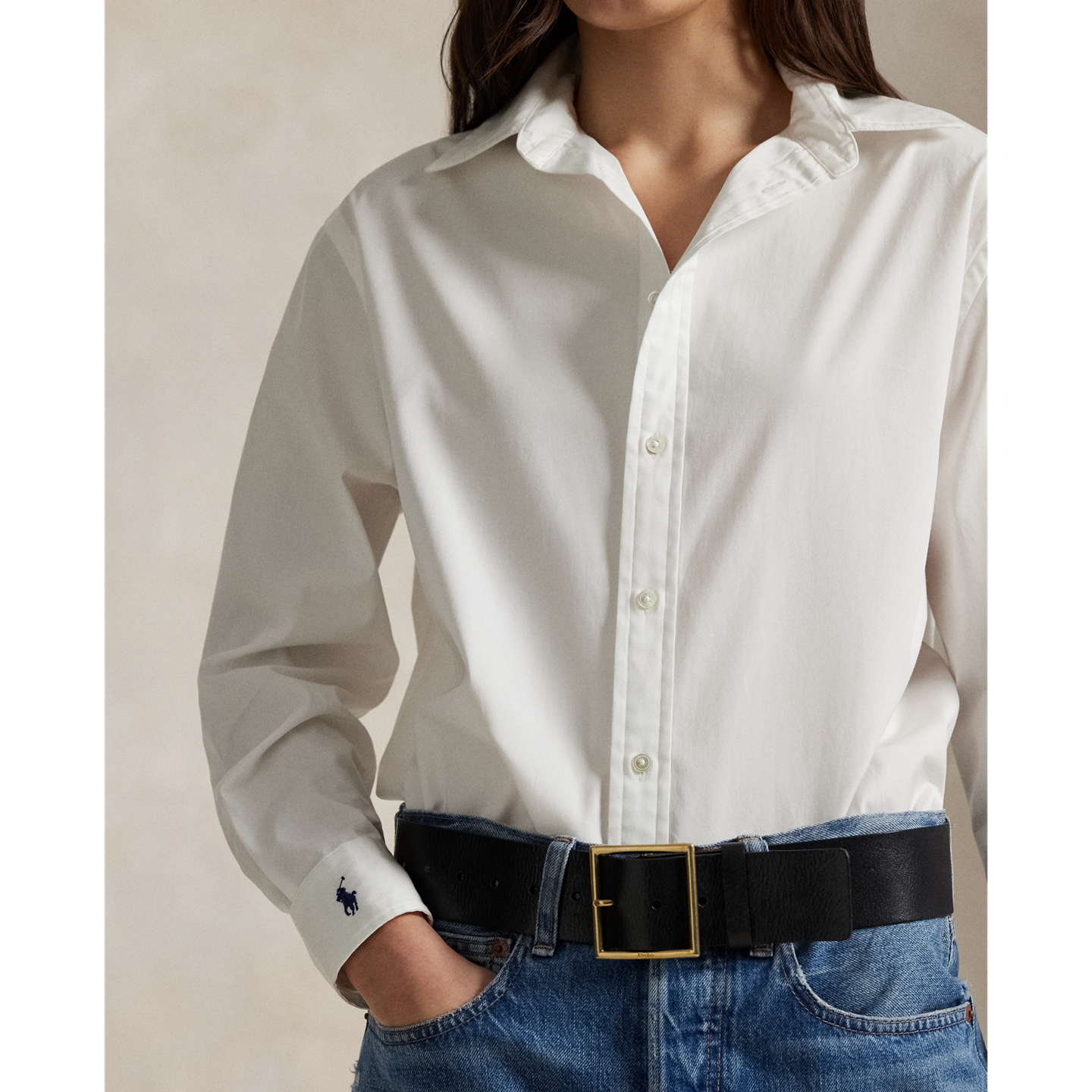 Женская рубашка Ralph Lauren Oversize Fit Cotton, цвет: Белый — фото 3