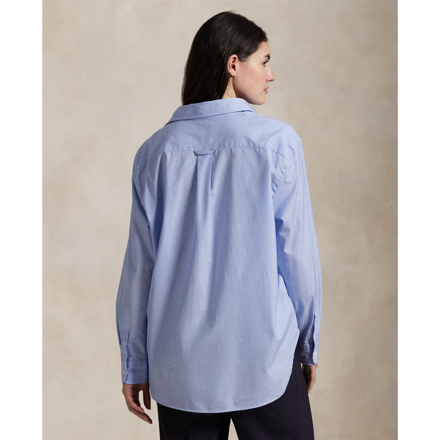 Женская рубашка Ralph Lauren End-On-End Oversize Fit Cotton, цвет: Средний синий — фото 8