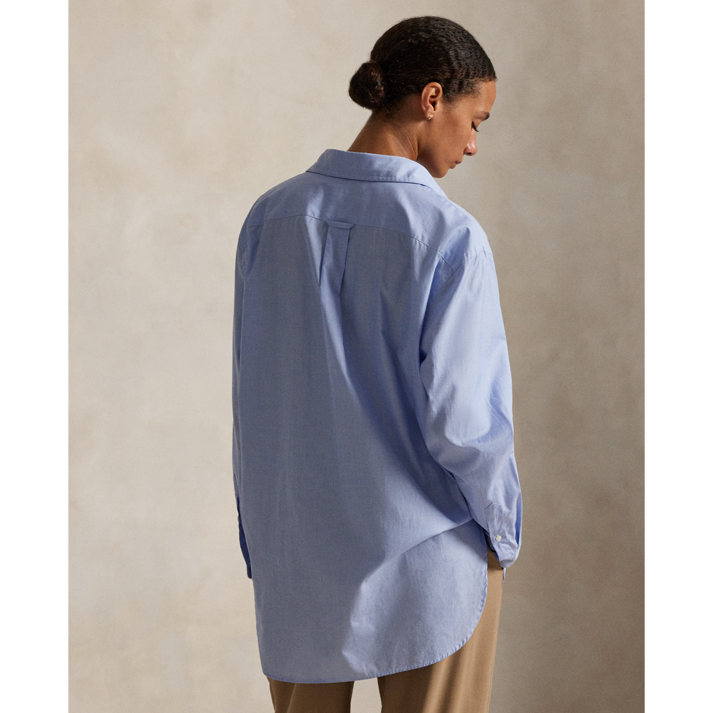Женская рубашка Ralph Lauren End-On-End Oversize Fit Cotton, цвет: Средний синий — фото 2