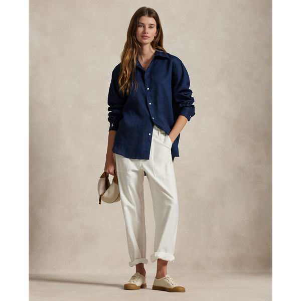 売れ筋商品|||ラルフローレン カットソー トップス レディース Women's Classic-Fit Linen Shirt Newport Navy s7-AI211970730003_alternate10?
