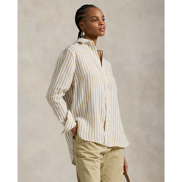 Oversize Fit Striped Linen Shirt
