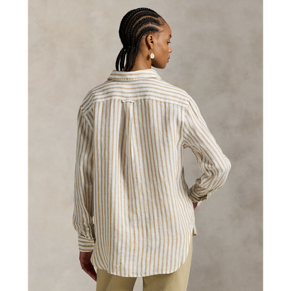 Oversize Fit Striped Linen Shirt